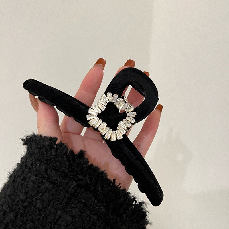 Beaded Black Velvet Hair Claw