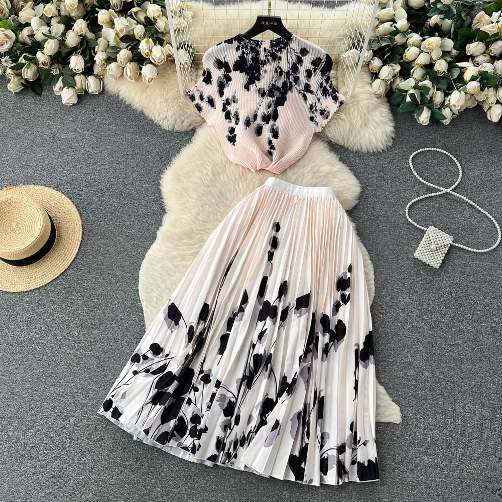 Top&Pleated Skirt Floral 2Pcs