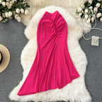 Solid Color Hip-wrapping Fishtail Skirt