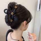 Beaded Frosted Black Hair Claws