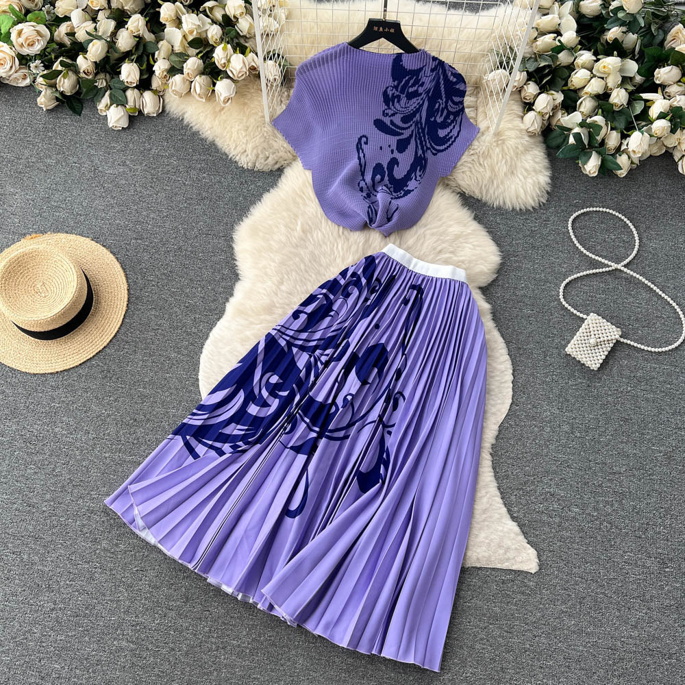 Top&Pleated Skirt Floral 2Pcs