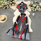 Printed T-Shirt&Pleated Trousers Loose-fit 2Pcs