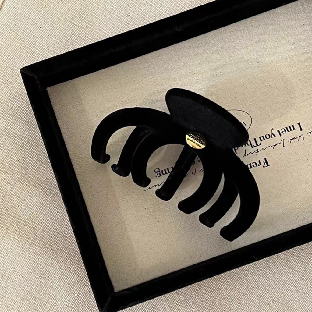 Beaded Black Velvet Hair Claw