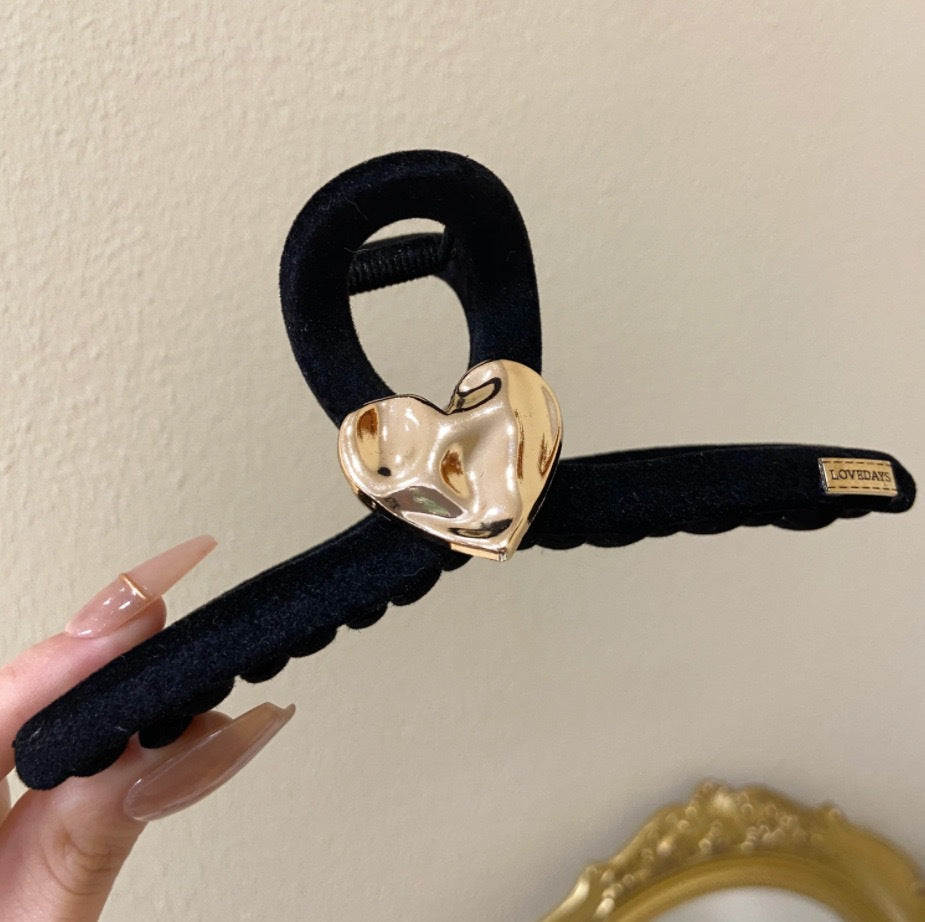 Beaded Black Velvet Hair Claw