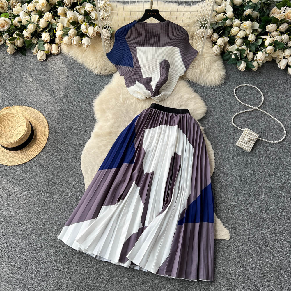 Top&Pleated Skirt Floral 2Pcs