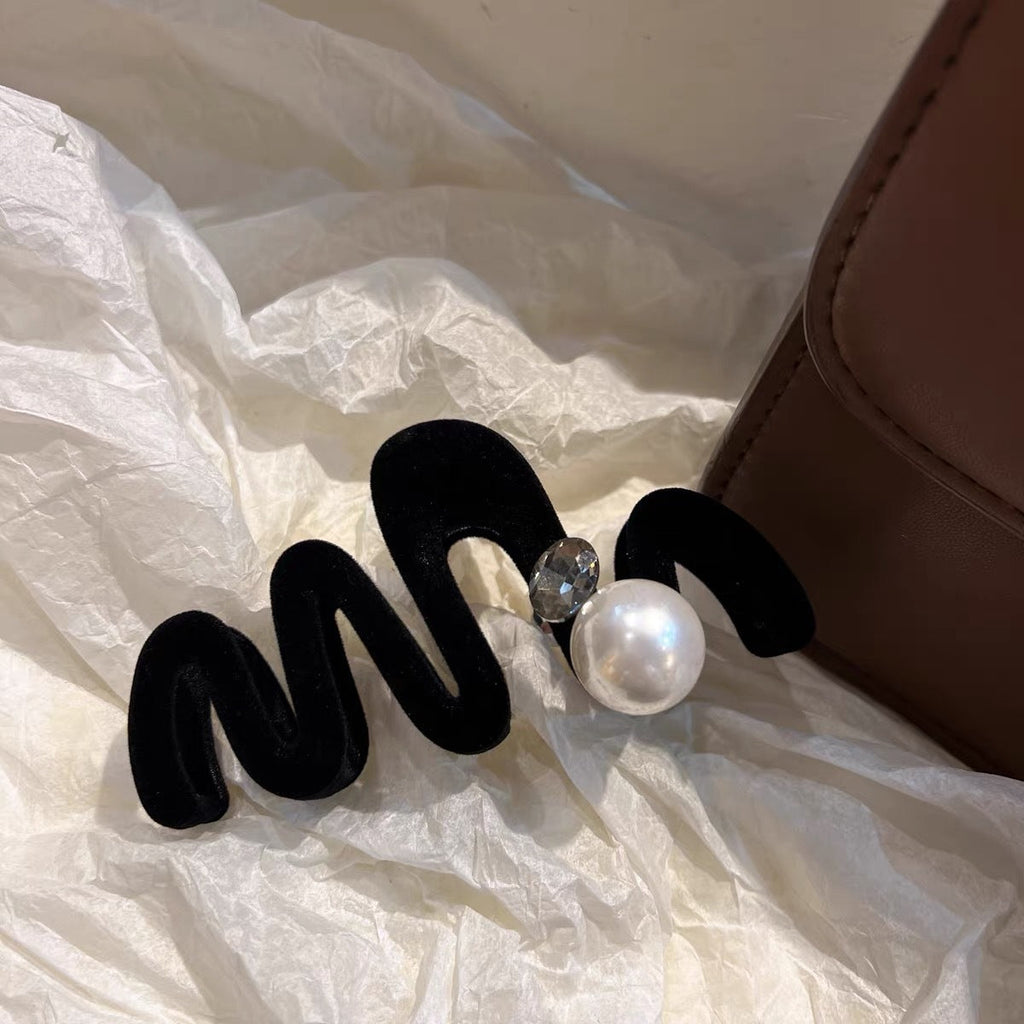 Beaded Black Velvet Hair Claw