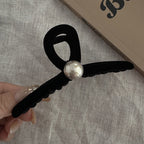 Beaded Black Velvet Hair Claw