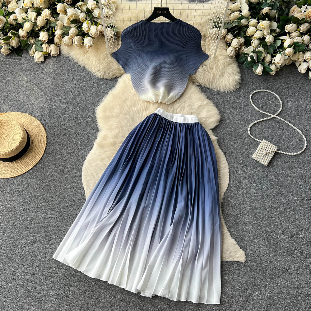 Top&Pleated Skirt Floral 2Pcs