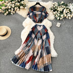 Printed T-Shirt&Pleated Trousers Loose-fit 2Pcs