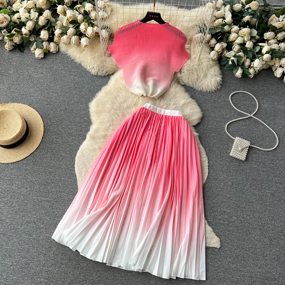 Top&Pleated Skirt Floral 2Pcs