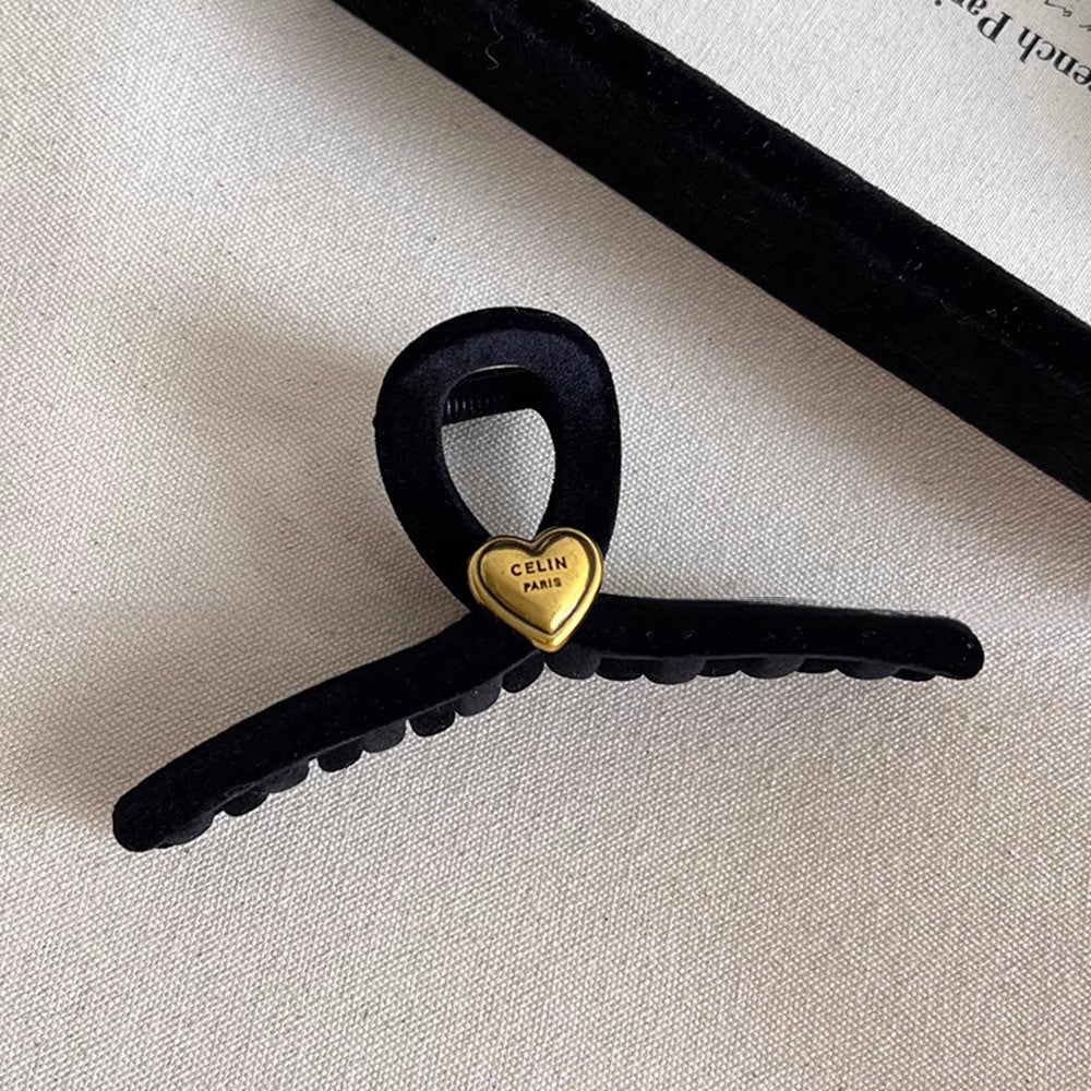 Beaded Black Velvet Hair Claw