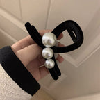 Beaded Black Velvet Hair Claw