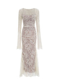 Dianthe white floral lace mesh maxi dress