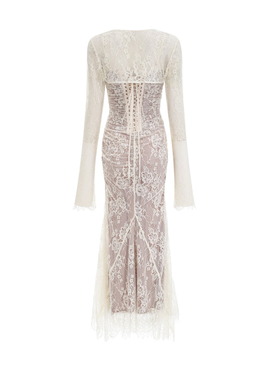 Dianthe white floral lace mesh maxi dress