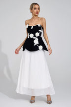 Kaevric Black White Floral Maxi Dress