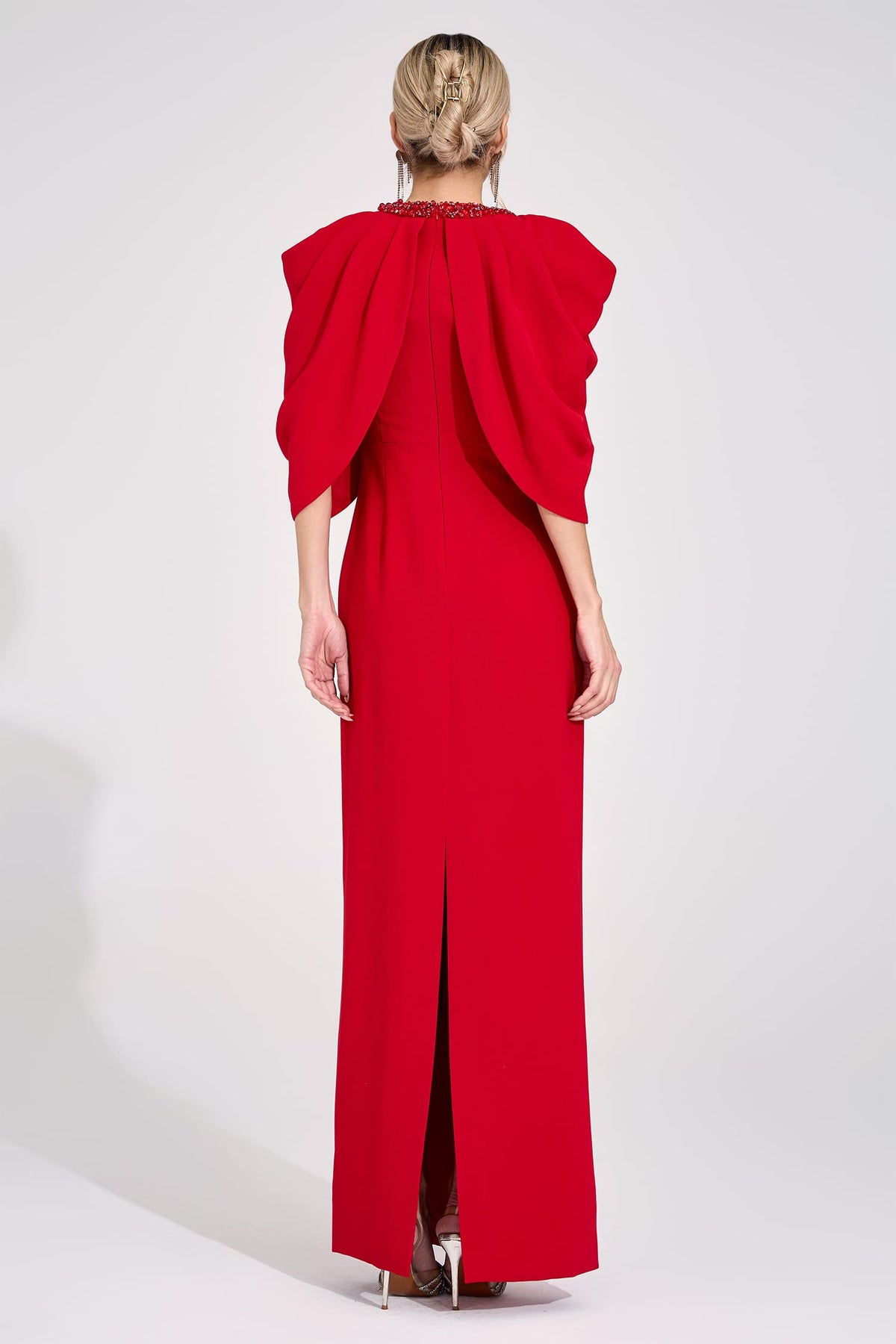 Lervion Red Bat Sleeve Maxi Dress