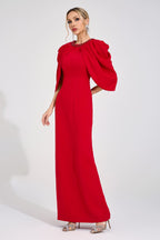 Lervion Red Bat Sleeve Maxi Dress