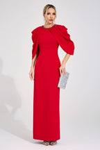 Lervion Red Bat Sleeve Maxi Dress