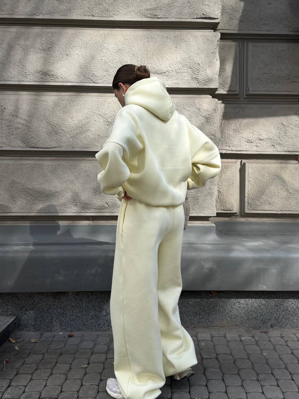 Solid-Color Oversized Hooded Sweatshirt Set