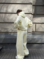 Solid-Color Oversized Hooded Sweatshirt Set