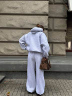 Solid-Color Oversized Hooded Sweatshirt Set