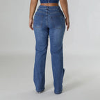 Nina - Ripped Pearl Rhinestones Jeans