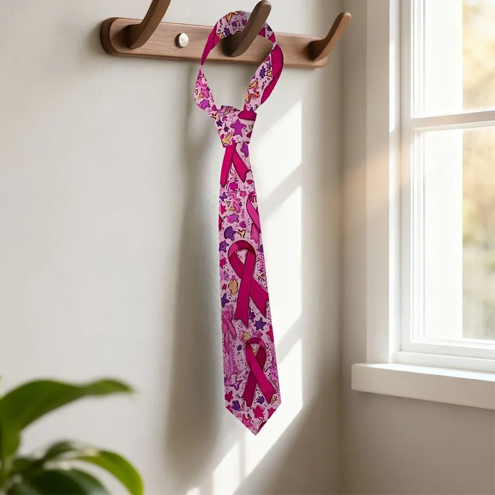 Men's Pink/Hot Pink Breast Cancer Awareness Ribbon Design Tie