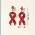 Crystal Rhinestone Pink/Red Breast Cancer Awareness Ribbon Earrings