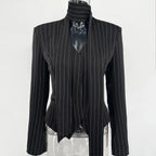 Janelle - Pinstripe Tie-Neck Blazer Top