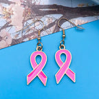 Breast Cancer Awareness Ribbon Alloy Hook Earrings
