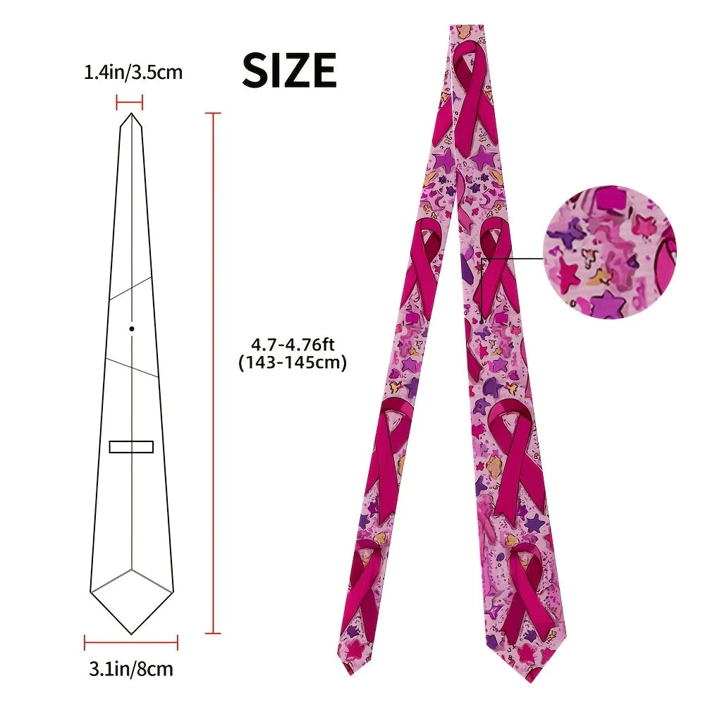 Men's Pink/Hot Pink Breast Cancer Awareness Ribbon Design Tie