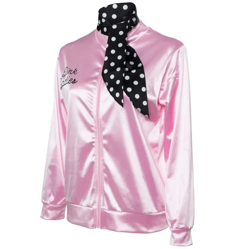 Satin Vintage "Pink Ladies" Grease Movie Women's Cosplay Costume  Jacket to 3X Plus Size