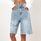 Zaylina – Distressed Denim Bermuda Shorts
