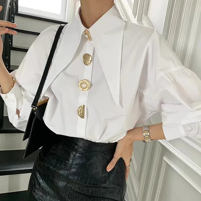 Bellamy - Statement Collar Button Detail Blouse