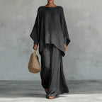 Aaliyah | Long-Sleeve Cotton-Linen Set with Wide Pants