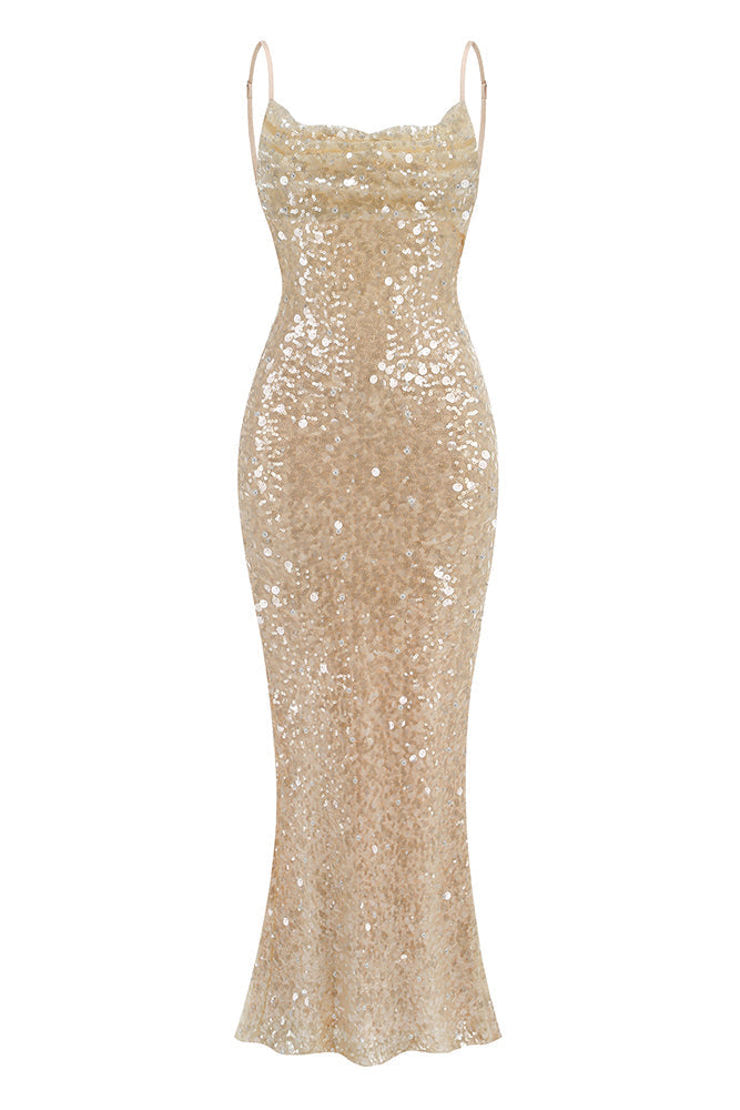 Swann Sequin Slip Maxi Dress
