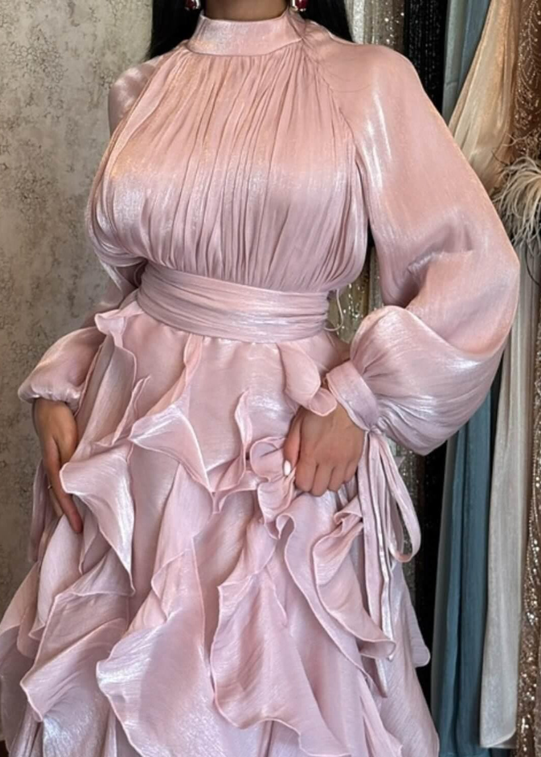 Yaven Round Neck Wave Maxi Dress