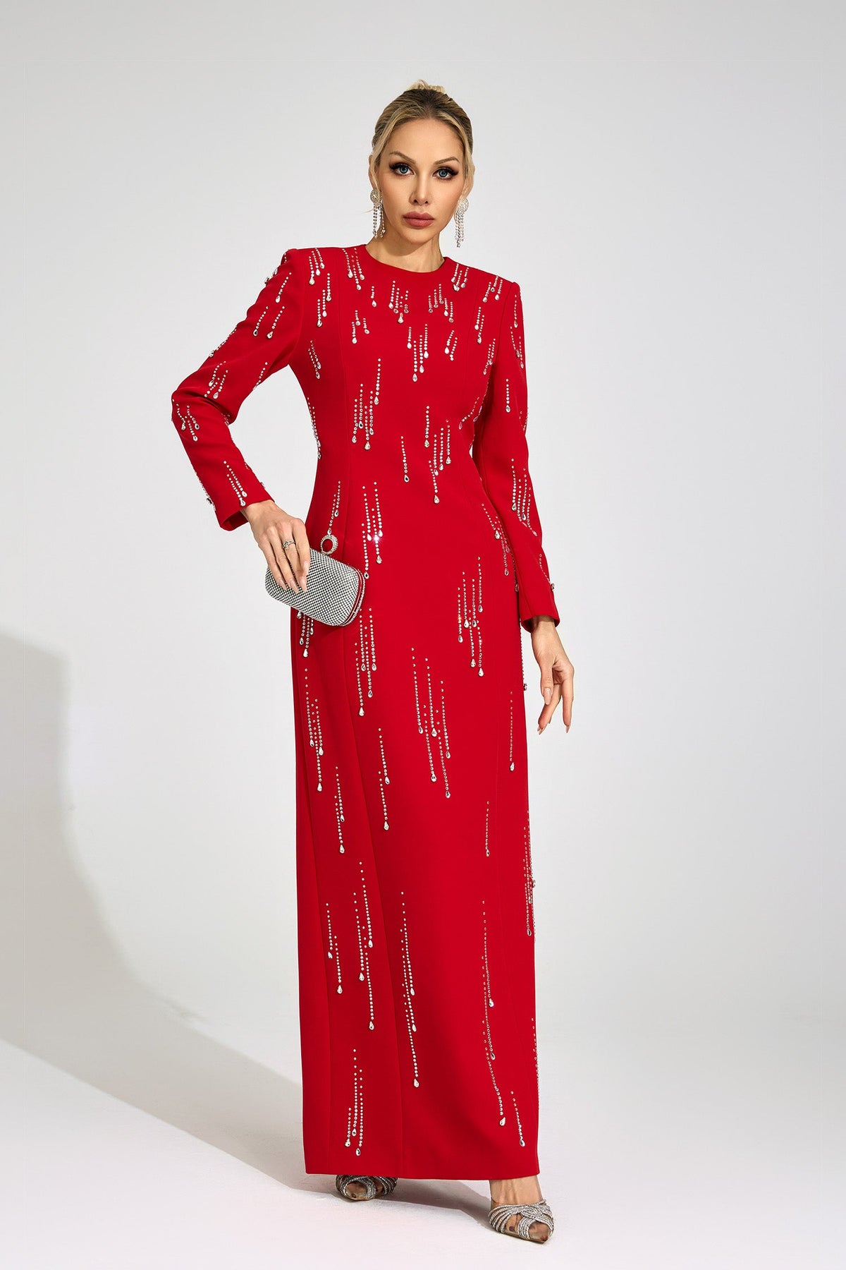 Orlithen Red Diamond Maxi Dress