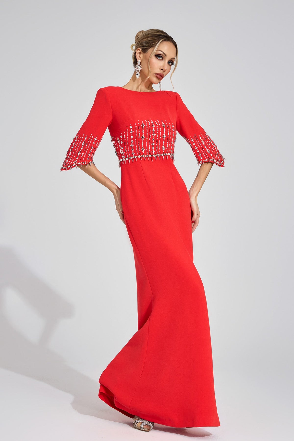 Czelaw Red Diamond Maxi Dress