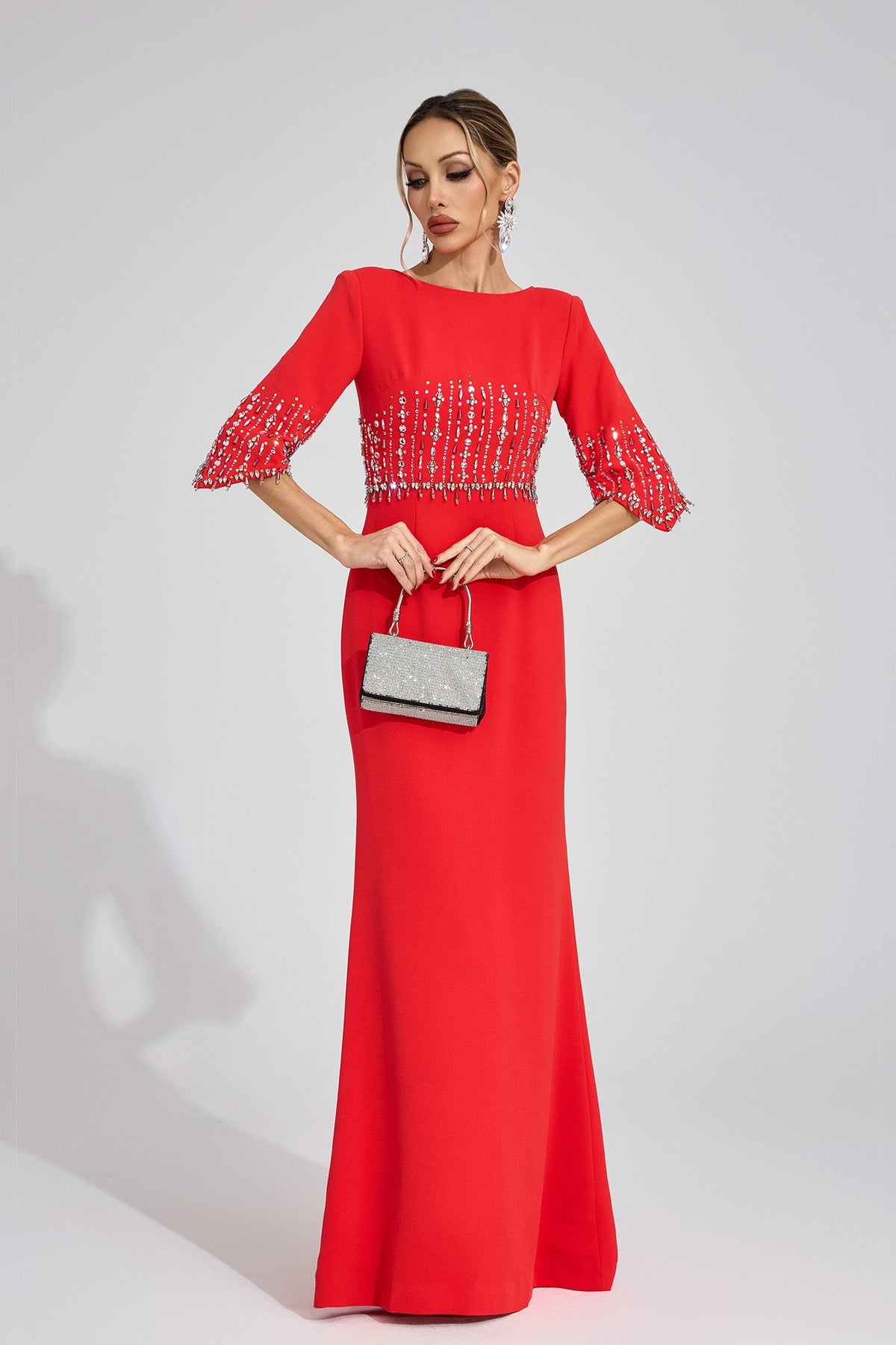 Czelaw Red Diamond Maxi Dress