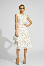 Fyraza Lace Embellished Maxi Dress In White