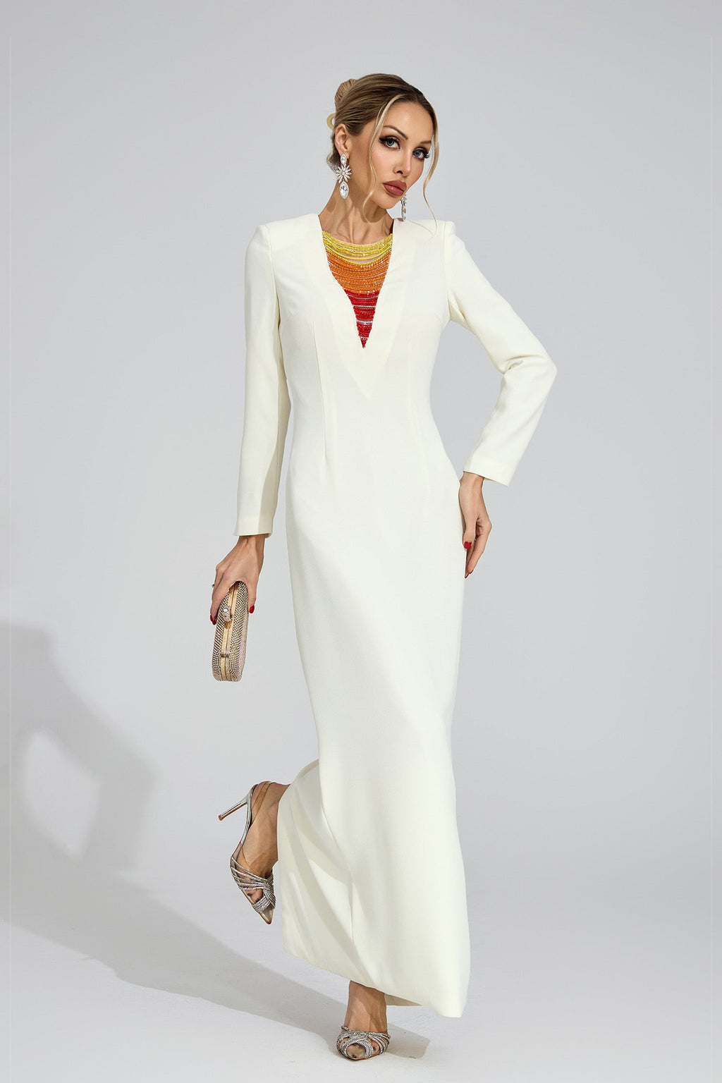 Zorveth Ivory Diamond Maxi Dress