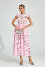 Fyraza Lace Embellished Maxi Dress In Pink