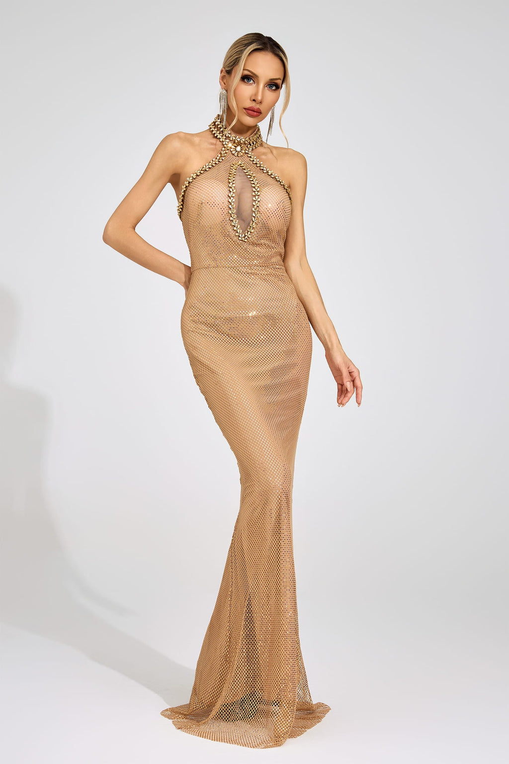 Haveron Apricot Mermaid Maxi Dress