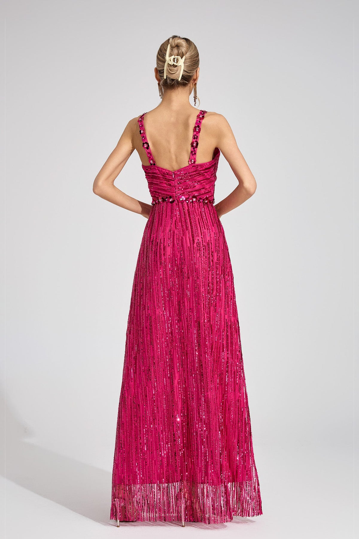 Morthael Pink Sequin Maxi Dress