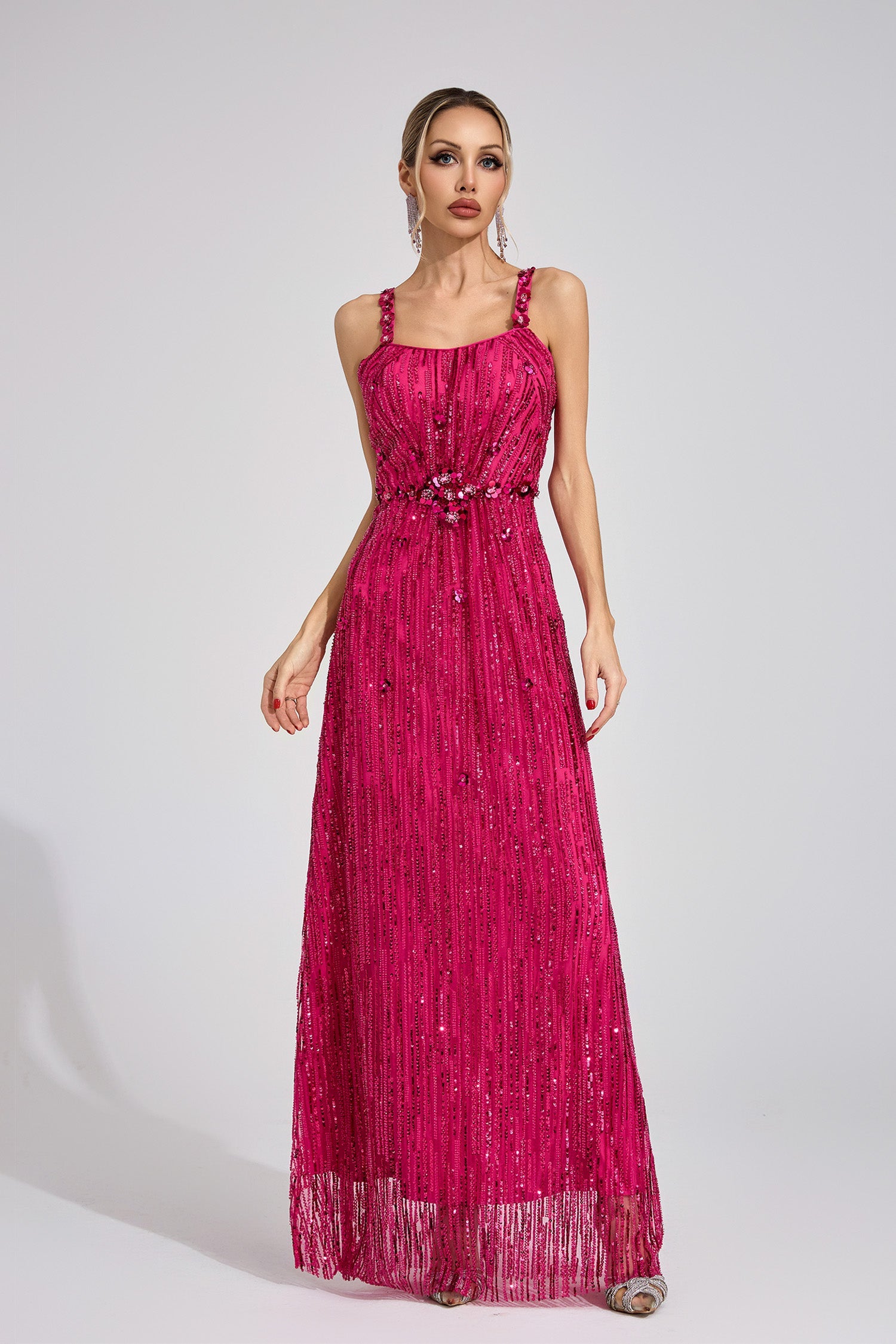 Morthael Pink Sequin Maxi Dress