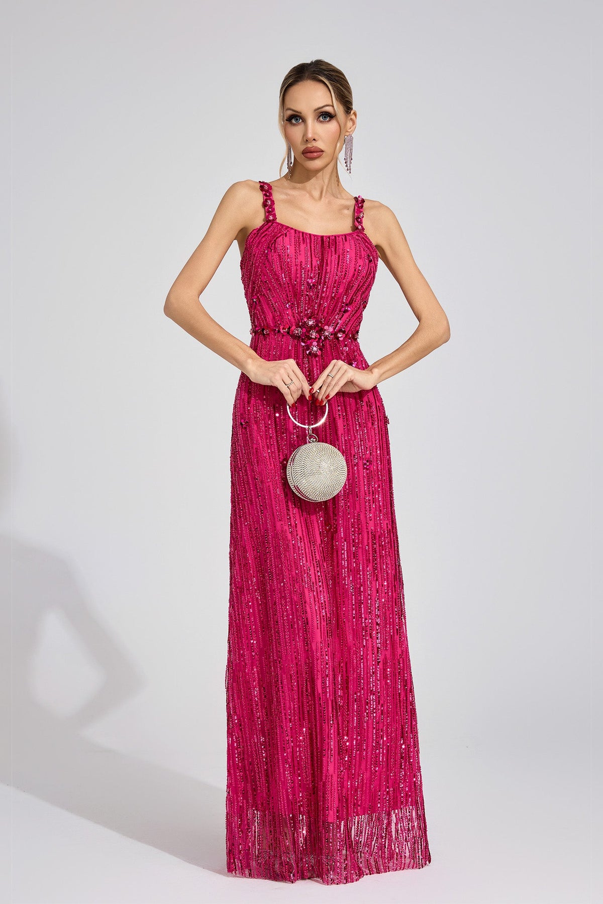Morthael Pink Sequin Maxi Dress