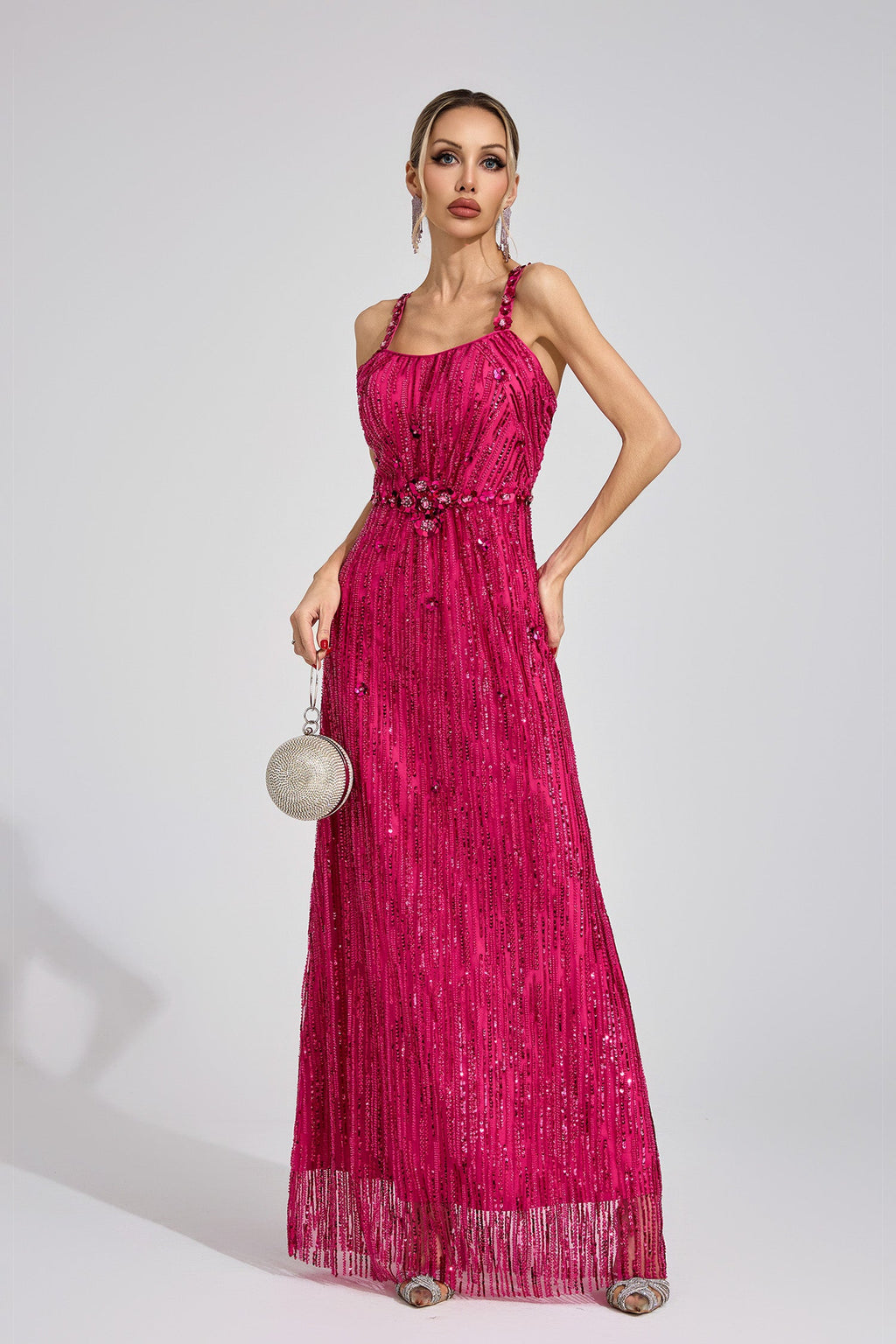 Morthael Pink Sequin Maxi Dress