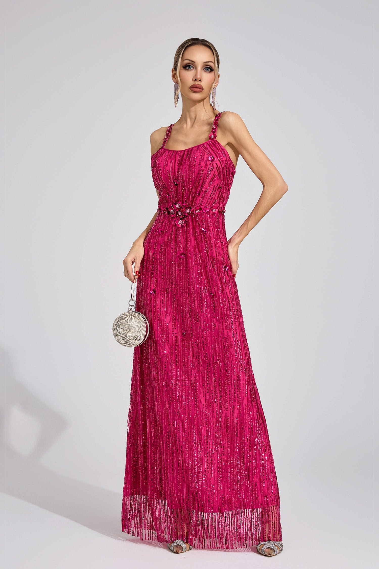 Morthael Pink Sequin Maxi Dress