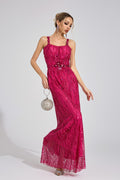 Morthael Pink Sequin Maxi Dress